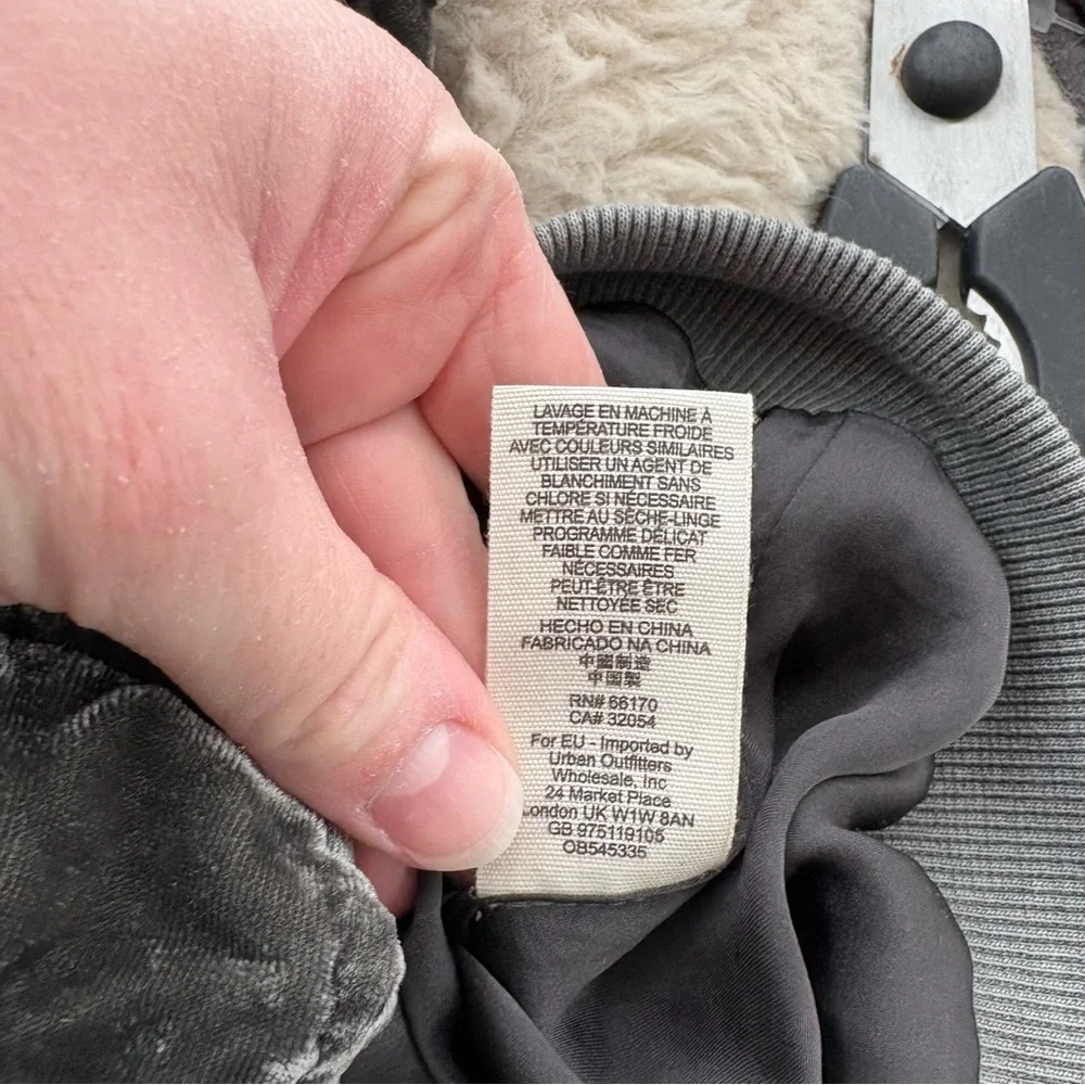 Free People Gray Ruched Velvet Bomber Jacket - Picture 7 of 7
